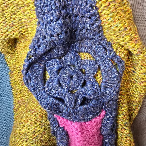 Parallel Peruvian Alpaca Wool Bold Crochet Bell Sleeve Sweater Unique and Rare - Picture 8 of 16